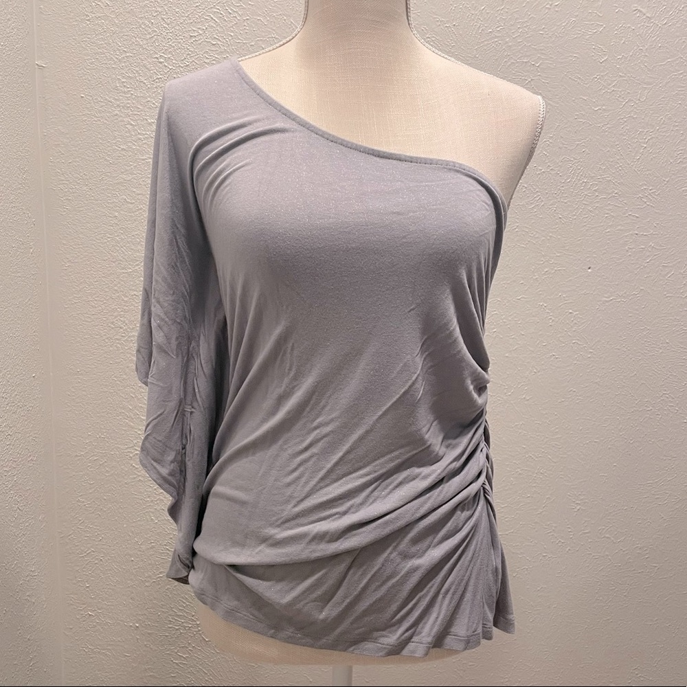 Express gray one sleeve dress top